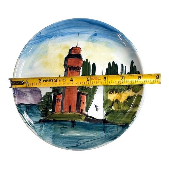 Hand-Painted Italian Ceramic Wall Plate Lighthouse Scene 8” Made In Italy READ - Picture 6 of 7